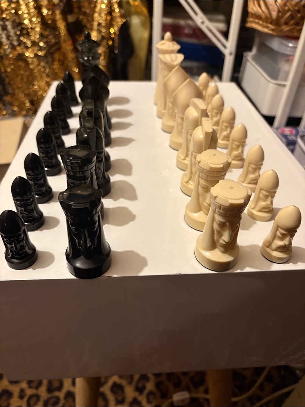 Vintage 1947/1957 Peter Ganine Sculptured Chess Set. All 32 Pieces! No BOX!